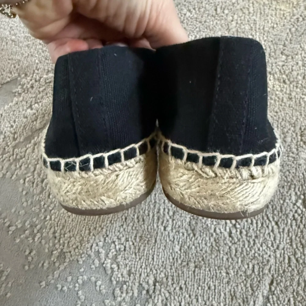 J Crew espadrille slip on flats black canvas  8.5